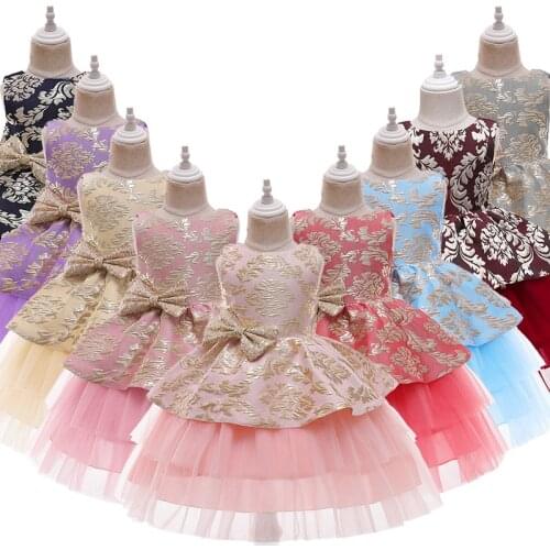 Flower Vintage Embroidery Baby Girls Dress Opening Ceremony Clothing Tutu Party Elegant Girls Birthday Princess Dress Vestidos