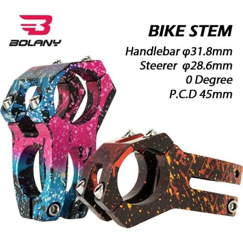 Bolany Bike Stem 45mm 0-degree Aluminum Alloy Riser 31.8mm Handlebar 28.6mm Steerer Ultralight High-strength Road Bicycle MTB