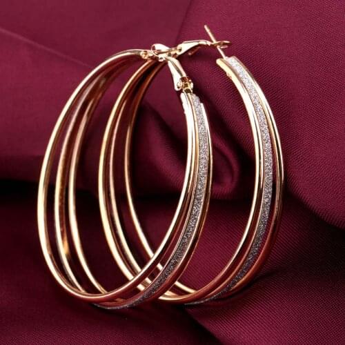Scrub Circle Round Big Earring Piercing Women Zinc Alloy Fashion Earrings Wedding Gift