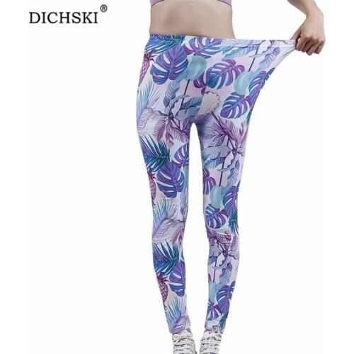 DICHSKI Yoga Pants Leggings Women Sport Fitness Gym Clothing Push Up Tights Workout High Waist Wear Leaf Print Pattern Bottom