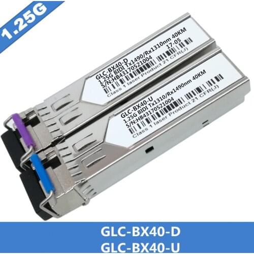 1Pair SFP BIDI Optical Transceiver Module 1000BASE-BX Optical Module SM For GLC-BX40-D/U 40km LC DDM Optical Transceiver Module