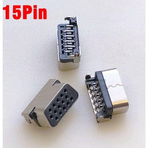 2PCS New VGA Interface Socket Female Connector 15 Pin 15pin 90 Degree Bent Foot Two Row Pin Plug Plate