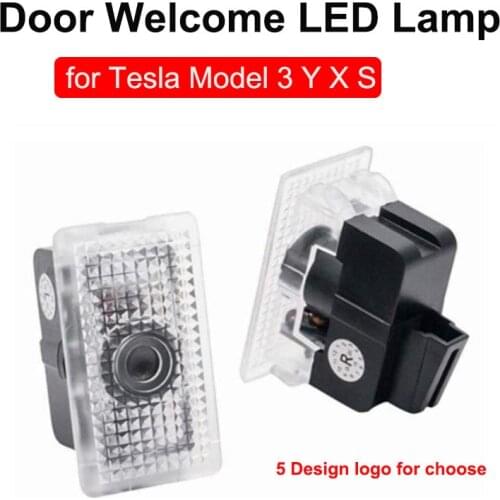 2pcs Car Door Welcome Lamp Projection LED Light for Tesla MODEL 3 X S Logo Light Accessory