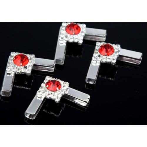 200Pcs Crystal Metal Red Rhinestone Book Corner Protectors DIY Horse Browband Accessories Scrapbooking Albums 24mmX24mmx2.4cm