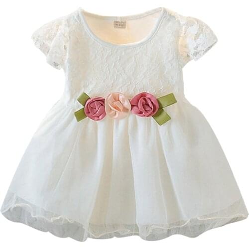 2021 Cute Baby Girls Summer Floral Dress Princess Party Tulle Flower Dresses 6M-3Y New Born Baby Clothing ropa de bebe niña