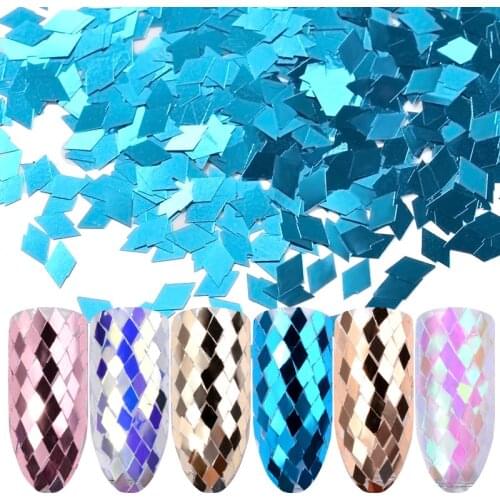 6 Pcs/set Laser Sparkling Diamond Nail Glitter Sequins Ultra-thin Rhombus Paillette Sticker Tips Dust Nail Art Decoration