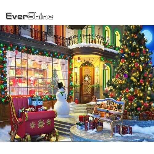 Evershine Diamond Painting Winter Diamond Embroidery House Landscape Cross Stitch Snowman Mosaic 5D DIY Christmas Gift