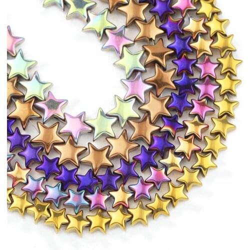 6/8MM Natural Stone Blue,Gold,Purple Pentagram Star Hematite Beads Loose Spacer Beads For Jewelry Bracelet Necklace Making DIY