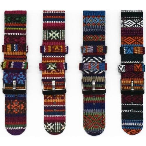 20mm 22mm Colorful National Custom Style Watchband For Samsung Galaxy Watch For Huawei Watch For Xiaomi Haylou Solar Watch Strap