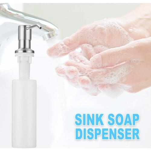 300ML Kitchen Soap Dispenser ABS Dispenser Detergent Liquid Soap Lotion Dispensers Stainless Steel Head Sink Liquid Soap Bottle