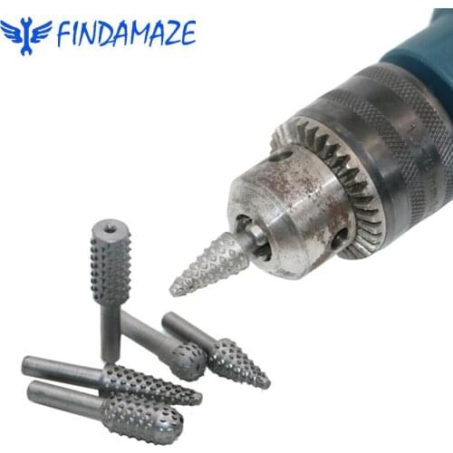 Woodworking Rotary File Head Wood Grinding Power Engraving Hand Tool Set 5-piece Electric File Set Grinding Woodworking DIY