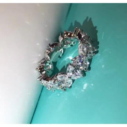 Hot 925 sterling silver jewelry zircon flower ring letter finger ring famous brand jewelry
