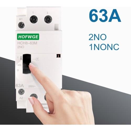 HCH8-40M 2P 63A 40A 220V Din Rail Household AC Modular Contactor With Manual Control Switch 2NO 1NO1NC or 2NC