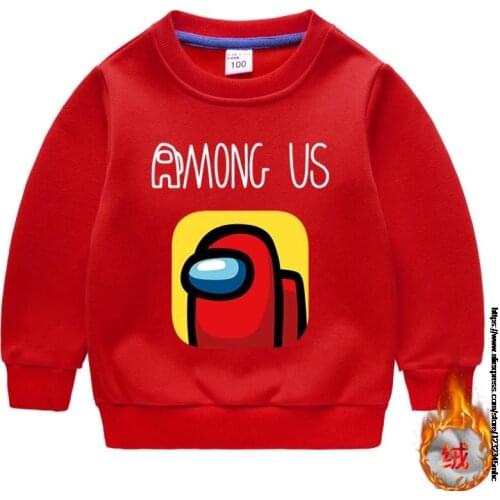 Game Among Us Boys Girls Sweatshirts Winter Cartoon Plush Hoodies Tops Children Kids Long Sleeve T Shirts Blouse Clothes