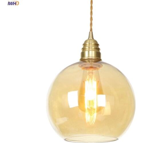 IWHD Nordic Glass Ball Pendant Lamp Dinning Living Room Light Modern Copper Pendant Lights Fixtures Hanglamp Luminaire Lighting