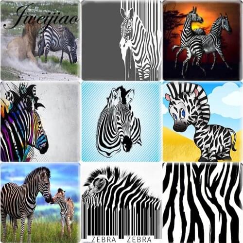 JWEIJIAO Zebra Handmade Square Shape DIY Glass Cabochon Pattern Fit 12mm Stud Earrings Jewelry Accessories Supplies