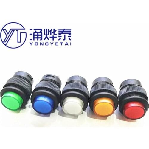 YYT 5PCS R16-503A/AD/B/BD without light/with light self-locking/non-locking power supply key button switch
