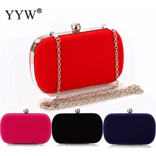 Red Women Clutch Evening Bag Purse With Detachable Chain Handbag Wedding Cocktail Party Velvet Clutches Prom Wedding Shoulder