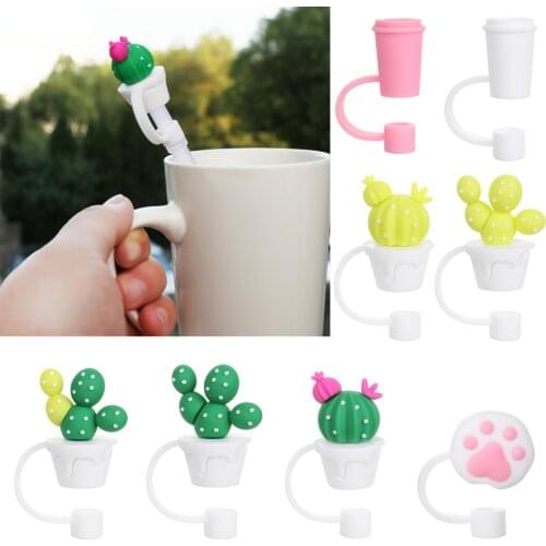 Creative Splash Proof Silicone Straw Plug Cartoon Plugs Tips Cover Reusable Drinking Dust Cap Glass Cup Straw Accessories