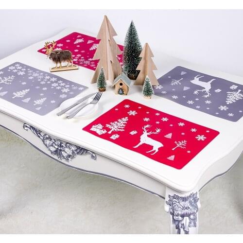 12pcs creative Christmas home decoration placemat coasters Christmas Elk Christmas tree decorations new style Christmas decorati