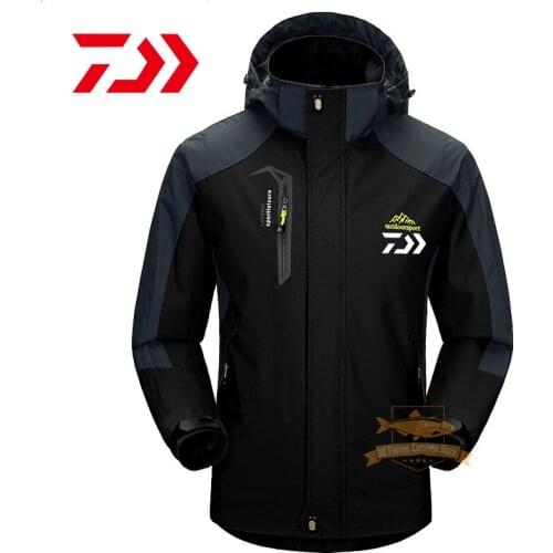 Daiwa Men Fishing Jacket Autumn Winter Windproof Waterproof Warm Breathable Hooded Jacket Outdoor Sport Hiking Fishing Clothes
