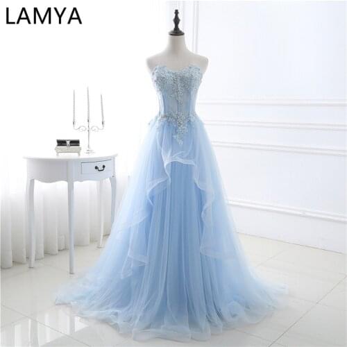 LAMYA 2021 Lace Robe Tulle Prom Dresses Long Elegant Ball Gowns Formal Wedding Party Dress Вечерние Платья Vestido Formatura