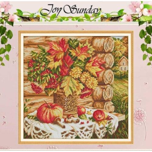 A Harvest Of Autumn Flowers Patterns Counted 11CT 14CT Cross Stitch Sets DIY Cross-stitch Kits Embroidery Needlework Home Decor