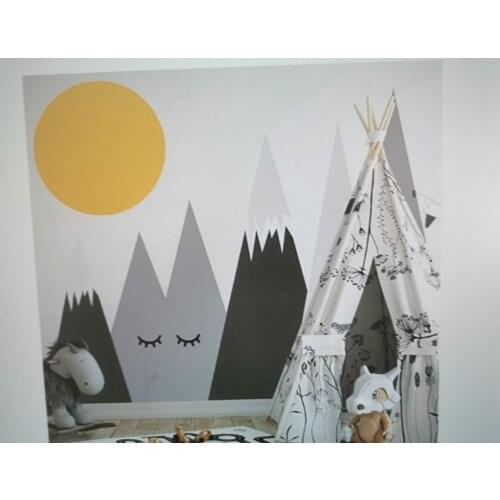 Nordic Style Mountain Combination Wall Stickers Childrens room Decor Nursery Sun Mountain Range Murals DIY Wall Decals AL013
