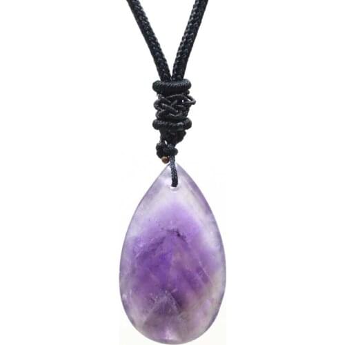 Natural Healing Crystal Quartz Stone Necklace Amethysts Lapis Lazuli Agates Tear Drop Tiger Stone Pendant Necklace Jewelry