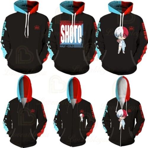 2020 New Style Sweatshirts Hoodies My Hero Academia Anime Cosplay Costume Men Women Shirt Zipper Hoodies Jackets