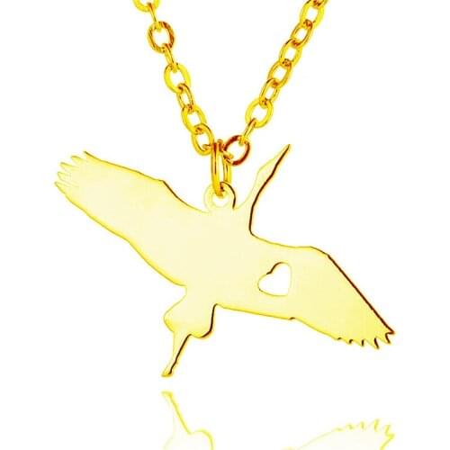 New Wild Goose Bird Charm Necklace Gold Color Silver Color Stainless Steel Swan Cygnus Pendant Necklace Women Bird Jewellery