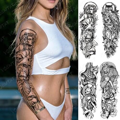 Large Arm Sleeve Tattoo Snake Medusa Waterproof Temporary Tatto Sticker Poseidon Shark Aquaman Trident Body Art Full Fake Tatoo