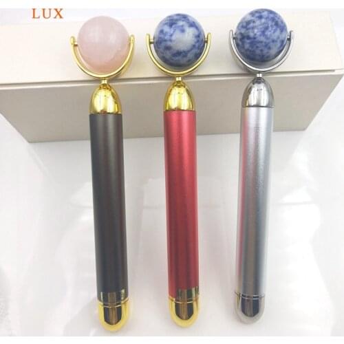 Natural Jade rose quartz Roller Massage Stick Germanium Stone Roller Massager relieve fatigue Brush Skin Health Beauty Care Tool