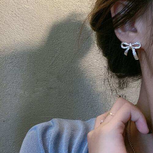 Fairy please take bow earrings 2021 new fashion jewelry Zircon temperament personality simple go with everything