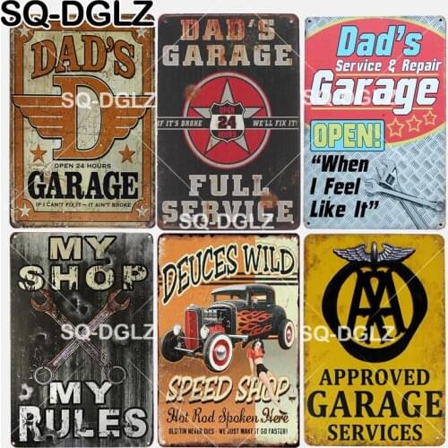 [SQ-DGLZ] New DADS Garage Tin Sign My Shop My Rules Wall Decor Speed Shop Metal Crafts Garage Painting Plaques Art Poster