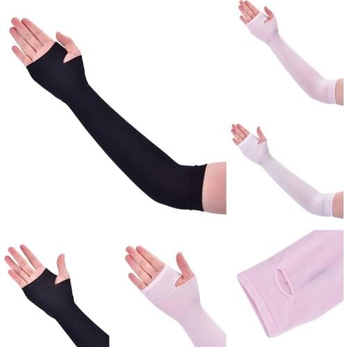 1pair Ice Fabric Arm Sleeves Running Cycling Driving Reflective Sunscreen Cover Warmers Summer Sports UV Protection