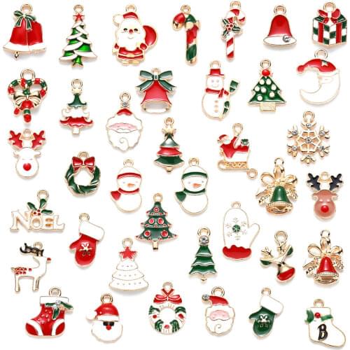 DIY handmade jewelry 38 Christmas dripping series earrings bracelets pendants diy jewelry accessories Santa Claus bell pendants