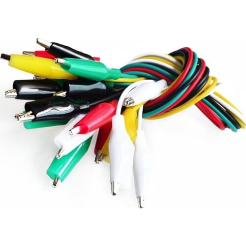 Alligator-Clip With Wire 46CM 5 Pairs 5 Color Red Yellow Black White Green Total 20 Clips