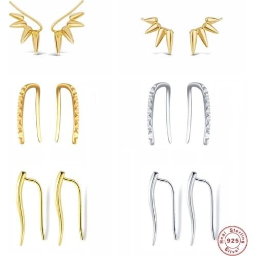 Canner Soild 925 Sterling Silver Triangle Horns Stud Earring for Women Korean Earring pendientes plata 925 Charming Jewerly Gift