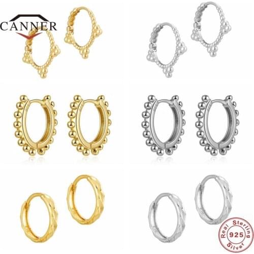 CANNER Real 925 Sterling Silver Hoop Earrings For Women Small Simple Fashion Piercing Earring Earings Jewelry Gift Pendientes
