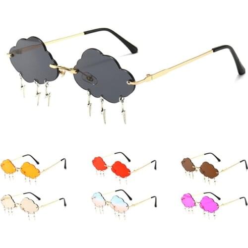 Cloud Shape Sunglasses For Women Gradient Color Rimless Glasses With Lightning Pendant Eyewear Partys Accessories Eyeglasses