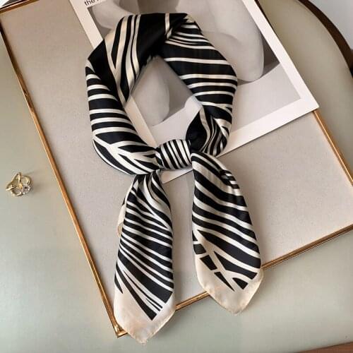 2021 Autumn Female Popular Silk Scarves New 70X70CM Print Shawls Fashion Sunscreen Square Towel Luxury Stripe Dustproof Kerchief