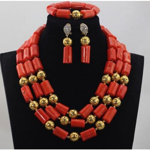 Fabulous African Wedding Coral Beads Necklace Set for Bride Coral Beads Sets for Women New Free Shipping CNR643
