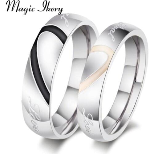 Magic Ikery Fashion 316L Stainless Steel Simple Circle "Love Only You" Couple Rings Wedding Ring Engagement Rings MKCR001