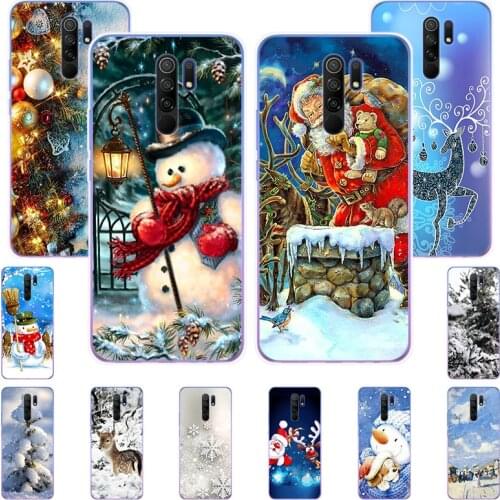 Winter Christmas Sweet Snowman SOFT Silicone Phone Case for Redmi 9 7 6A 9A 7A 9C Note 8 8Pro 8T 7 9S 6 K20 Pro Fashion cover