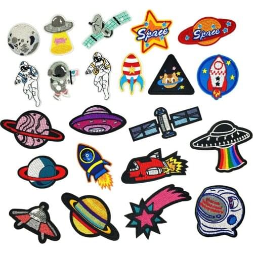 1pcs Space Universe Patch for Clothing Iron on Embroidered Sew Applique Cute Patch Fabric Badge Garment DIY Apparel Accessories