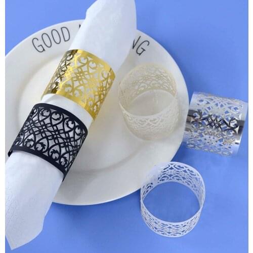 10/20Pcs Hollow Out Paper Napkin Ring Buckles Towel Ring For Birthday Wedding Home Party Table Napkin Holder Decor Desktop Craft