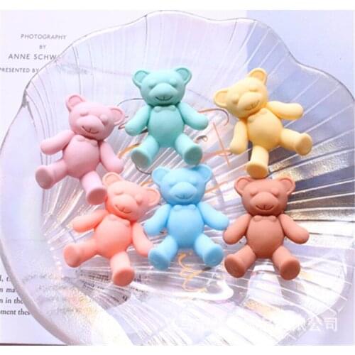 10pcs Kawaii Resin cartoon bear Flatback Resin Cabochon for scrapbook Accessories DIY Hair Bows Center Decoration