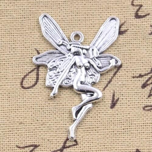 10pcs Charms Butterfly Fairy Angel 42x29mm Antique Silver Color Pendants DIY Crafts Making Findings Handmade Tibetan Jewelry