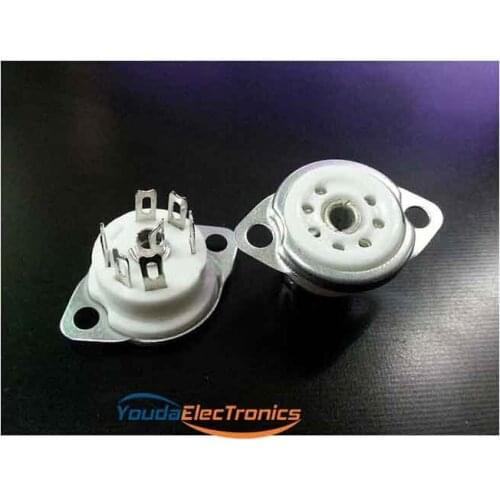 10PCs silver plated GZC6-F-G 6pin Audio tube amplifier ceramic Vacuum tube socket HIFI diy parts